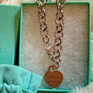 Tiffany & Co. Silver Chain Bracelet with Heart Pendant